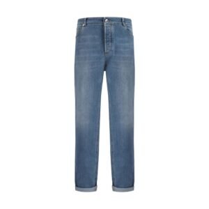 Brunello Cucinelli Blue Cotton Straight-Leg Jeans