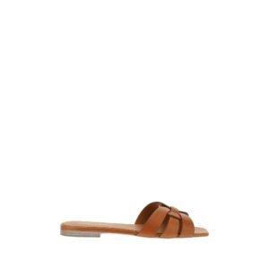 Saint Laurent Brown Calf Leather Bos Taurus Flat Sandals